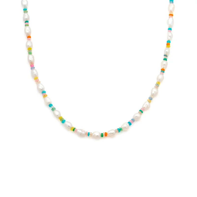 gold choker necklace for women-Amalfi Rainbow Necklace | Pearl & Opal