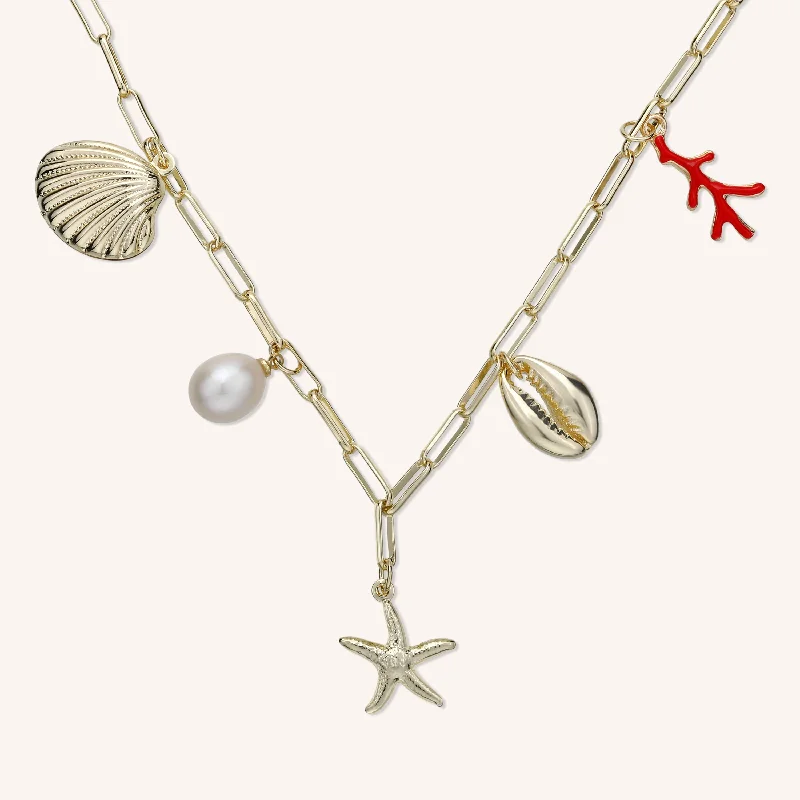 sun necklace for women-Beach Charm Necklace