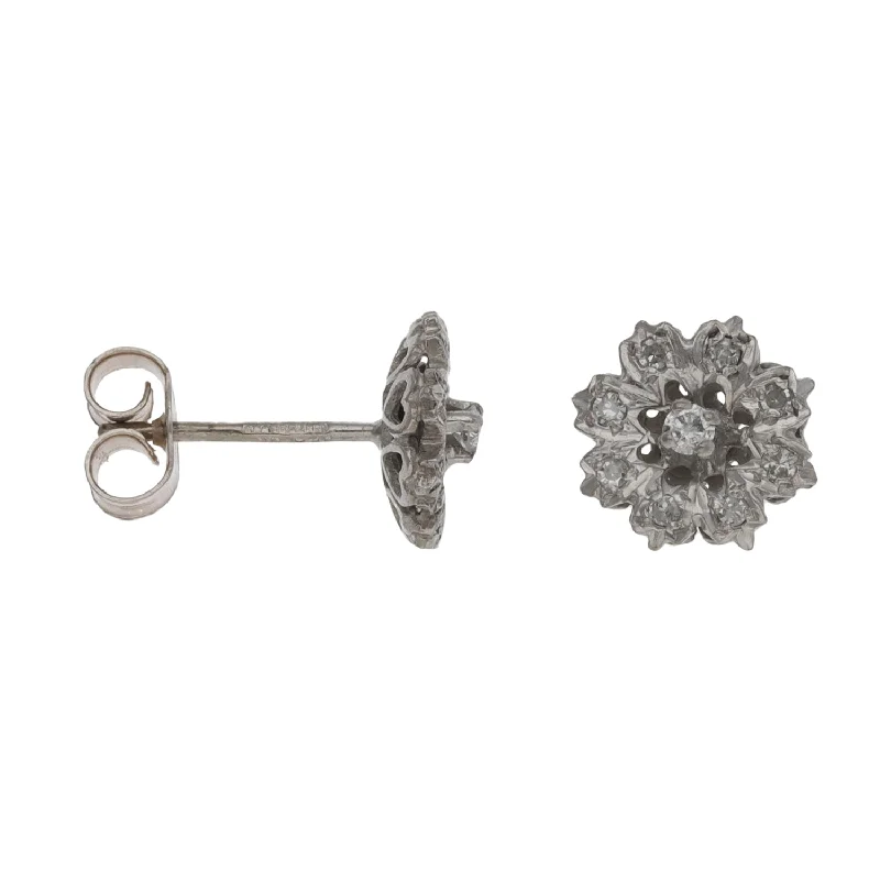 crystal earrings for women-18ct White Gold 0.20ct Diamond Stud Earrings