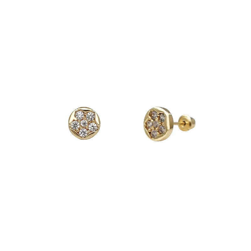 teardrop earrings for women-Circular Pentacluster Stud Earrings (14K)