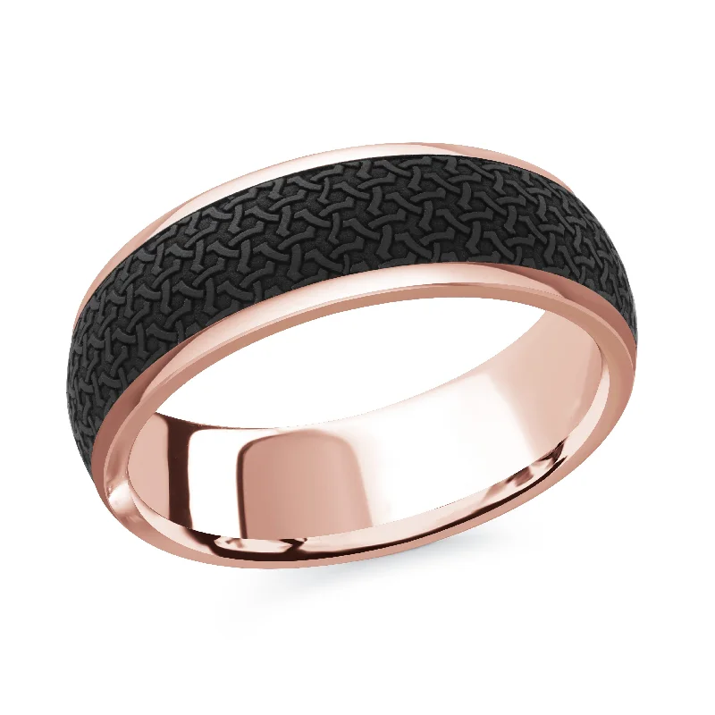 engagement ring with a large diamond for women-14K Rose Gold Ring from the Noir Collection by Malo - MRDA-081-7P