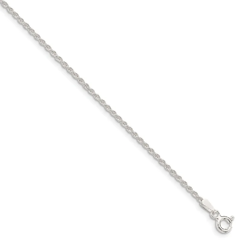 sparkly bracelet for women-1.5mm Sterling Silver Classic Solid Rope Chain Anklet