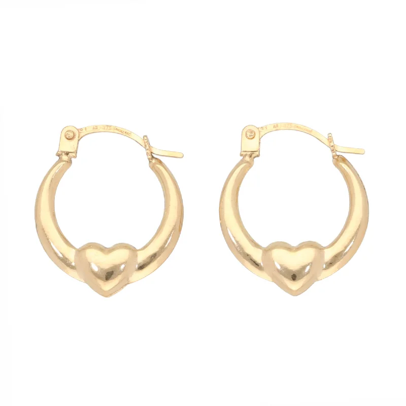 hoop earrings with stones for women-New 9ct Gold Heart Creole Earrings