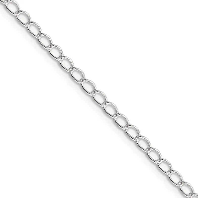 holiday anklet for women-3mm, Sterling Silver Open Solid Curb Chain Anklet, 10 Inch