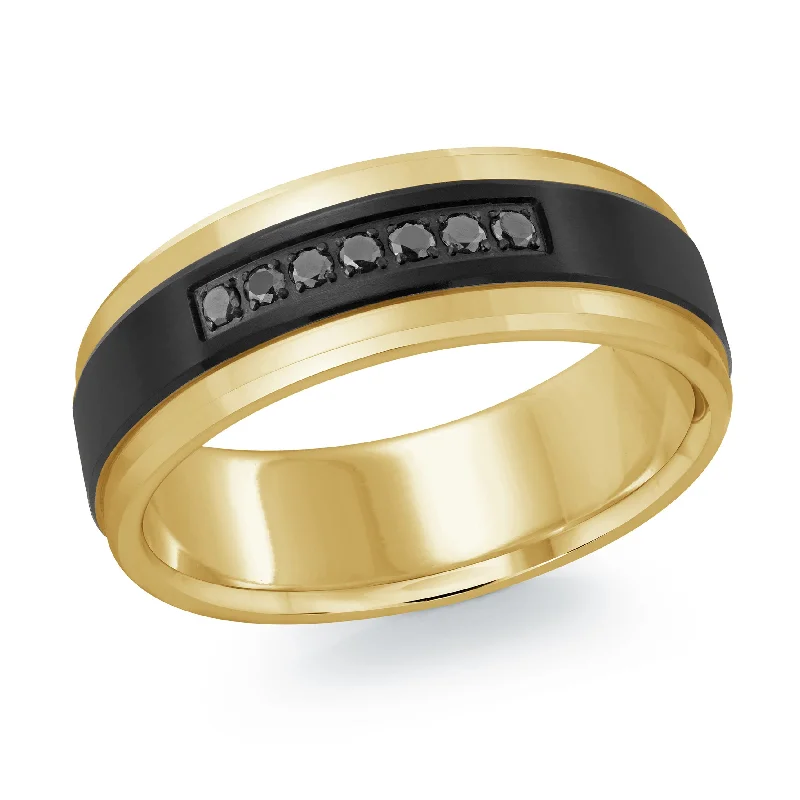 gold engagement ring for women-14K Yellow Gold with Carbon Fiber Ring from the Titanium Collection by Malo - MRDTI-014-7YBD