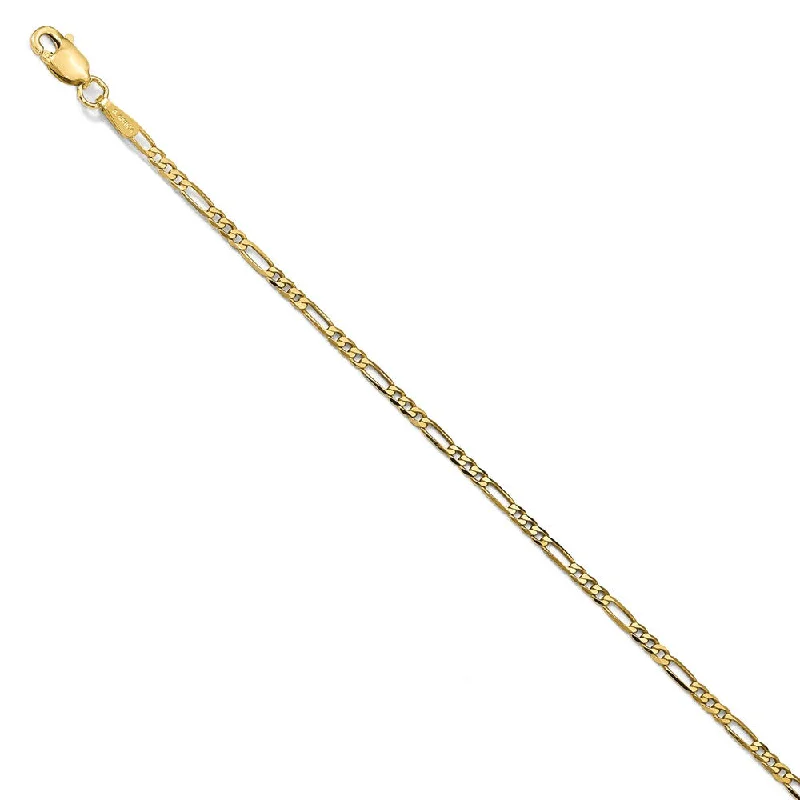 stackable anklet for women-14k Yellow Gold 1.8mm Flat Figaro Chain Anklet