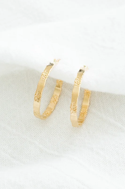 luxury hoop earrings for women-Flat Textured Hoops