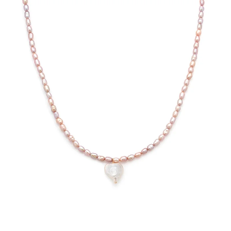 pearl choker necklace for women-Heart Pearl Necklace | Mauve Pearl