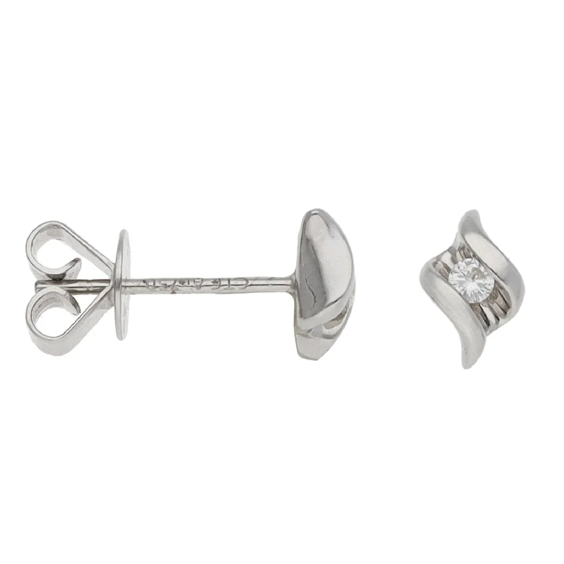 minimalist earrings for women-18ct White Gold 0.08ct Diamond Solitaire Earrings