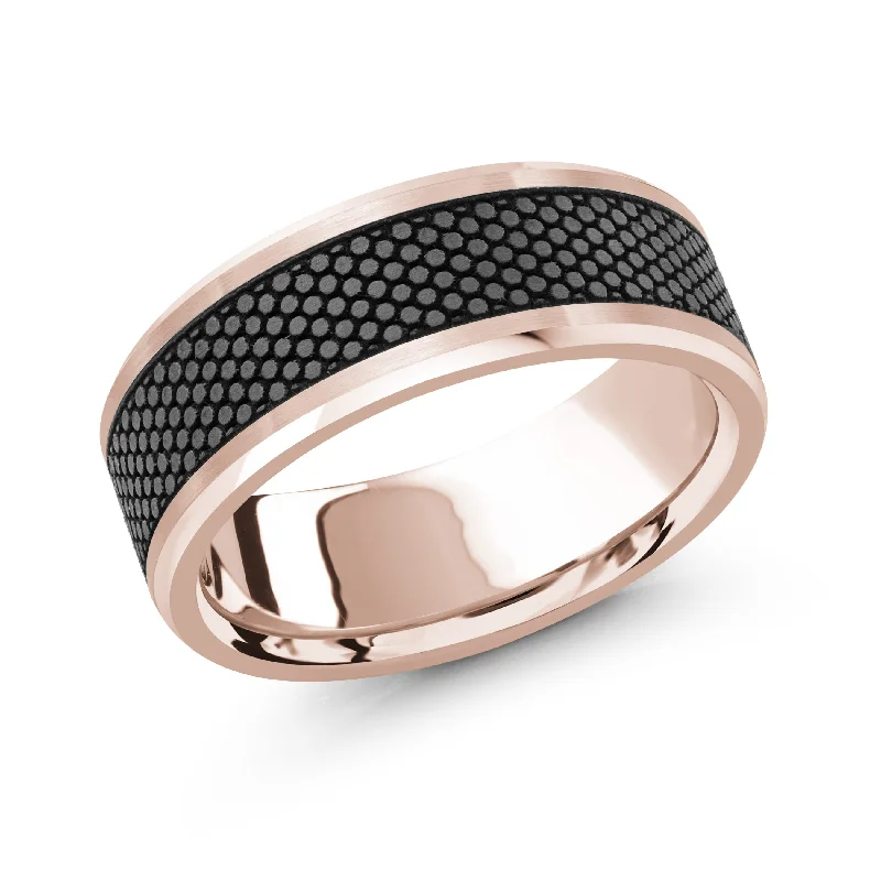 rose gold engagement ring set for women-14K Rose Gold Ring from the Noir Collection by Malo - MRDA-044-8P