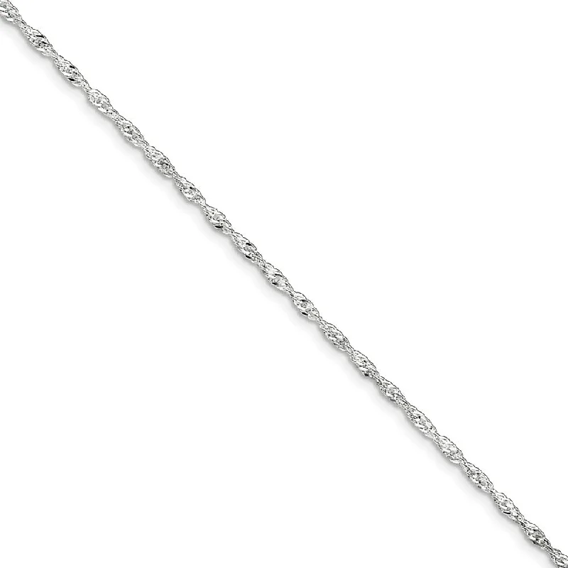 golden bracelet for women-Sterling Silver 2mm Twisted Singapore Chain Anklet, 9-10 Inch