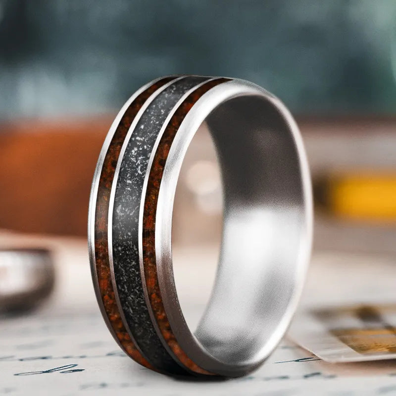 stackable ring for women-Custom Design - 3-Inlay Wide Center Ring QiqBJZOZNohWivtASN_mItaU