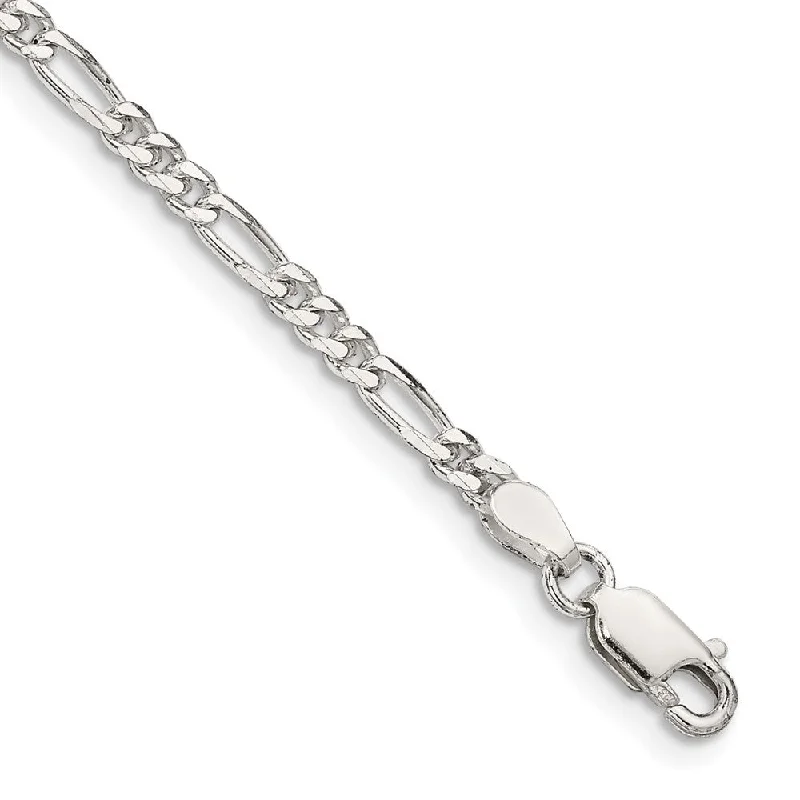 statement bracelet for women-2.8mm Sterling Silver, Solid Figaro Chain Anklet