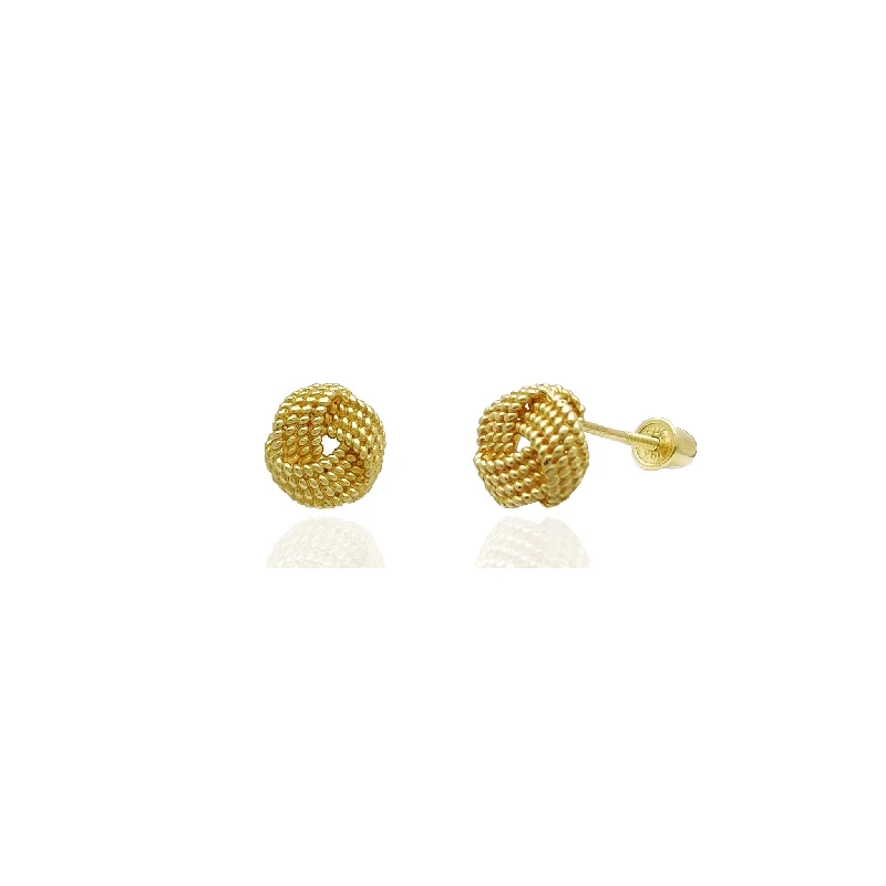 large earrings for women-Braided Love Knot Stud Earrings (14K)