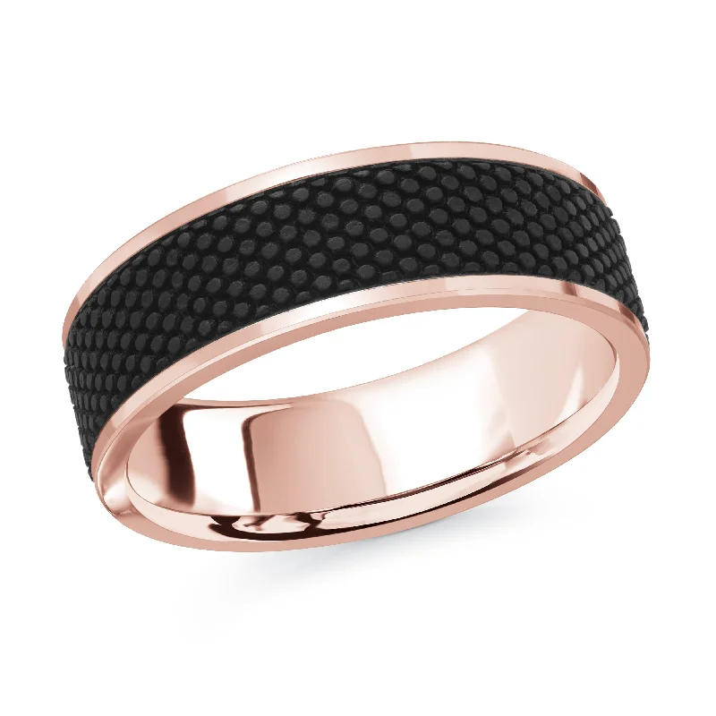 platinum engagement ring set for women-14K Rose Gold Ring from the Noir Collection by Malo - MRDA-082-7P