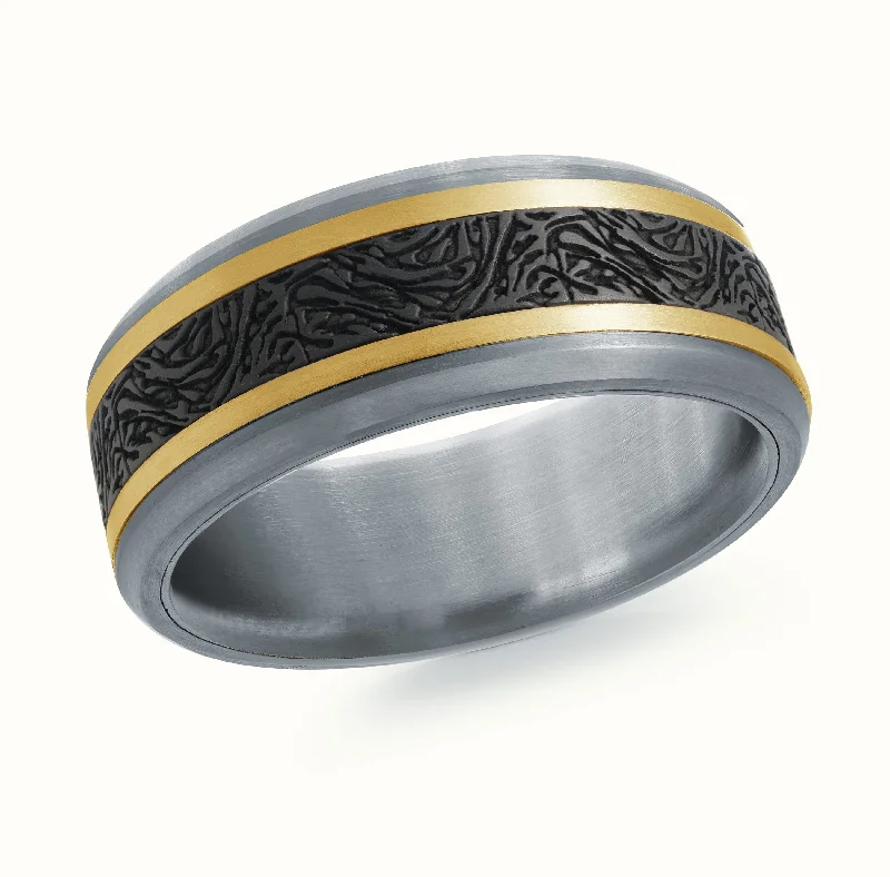 oval engagement ring for women-14K Yellow Gold with Carbon Fiber Ring from the Tantalum Collection by Malo - MRDTC-010-8YB