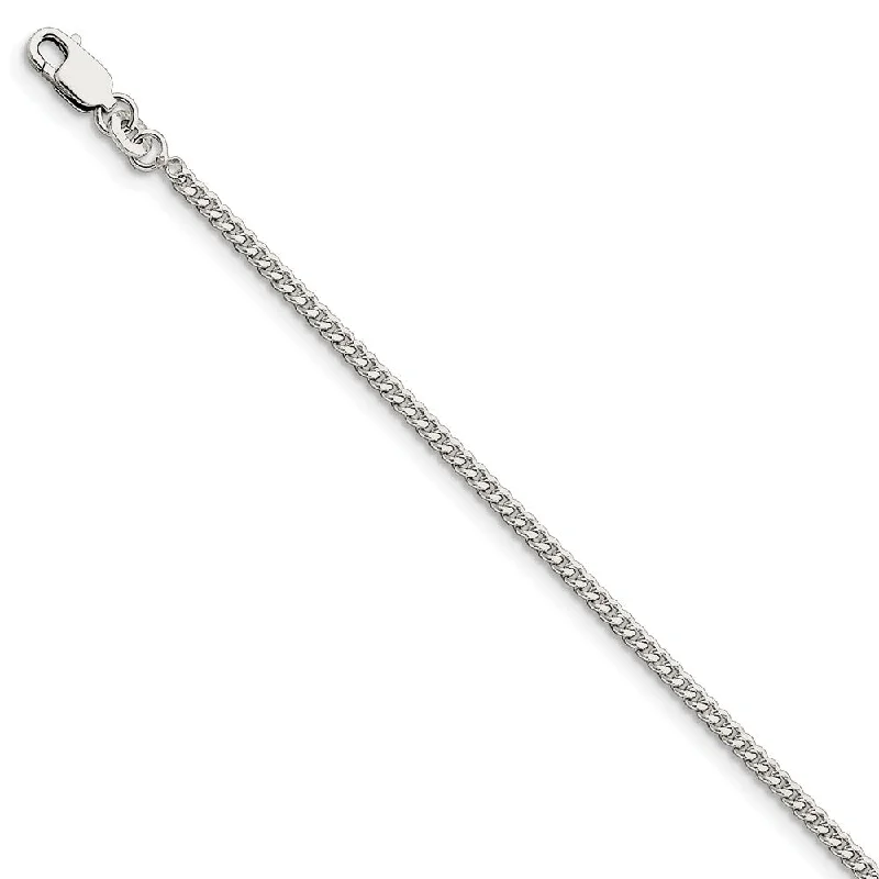 personalized anklet for women-Sterling Silver 2mm Solid Curb Chain Anklet