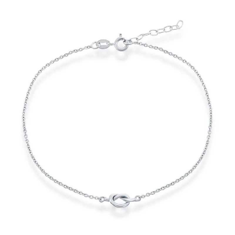 antique bracelet for women-Classic Women's Anklet - Sterling Silver Love Knot | R-9223