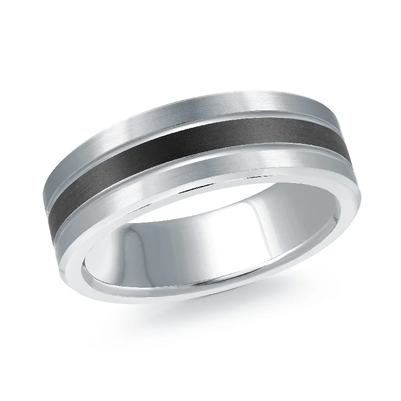 modern engagement ring for women-14K White Gold Ring from the Noir Collection by Malo - MRDA-155-7W