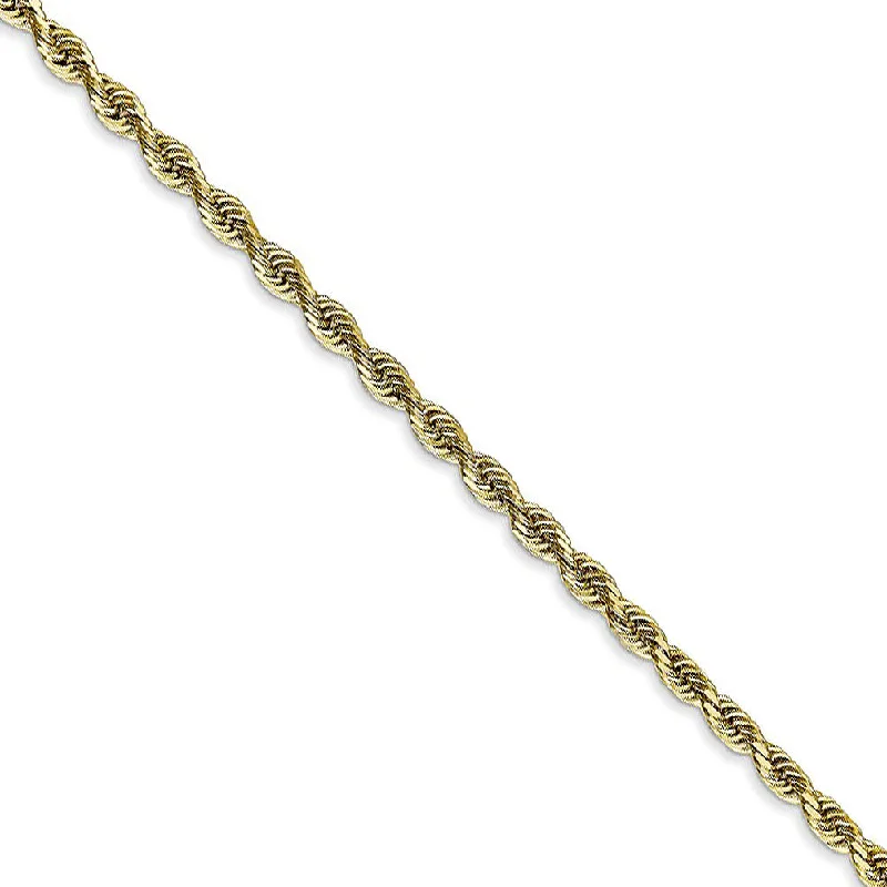 silver bangle bracelet for women-2.75mm 10k Yellow Gold D/C Quadruple Rope Chain Anklet, 9 Inch