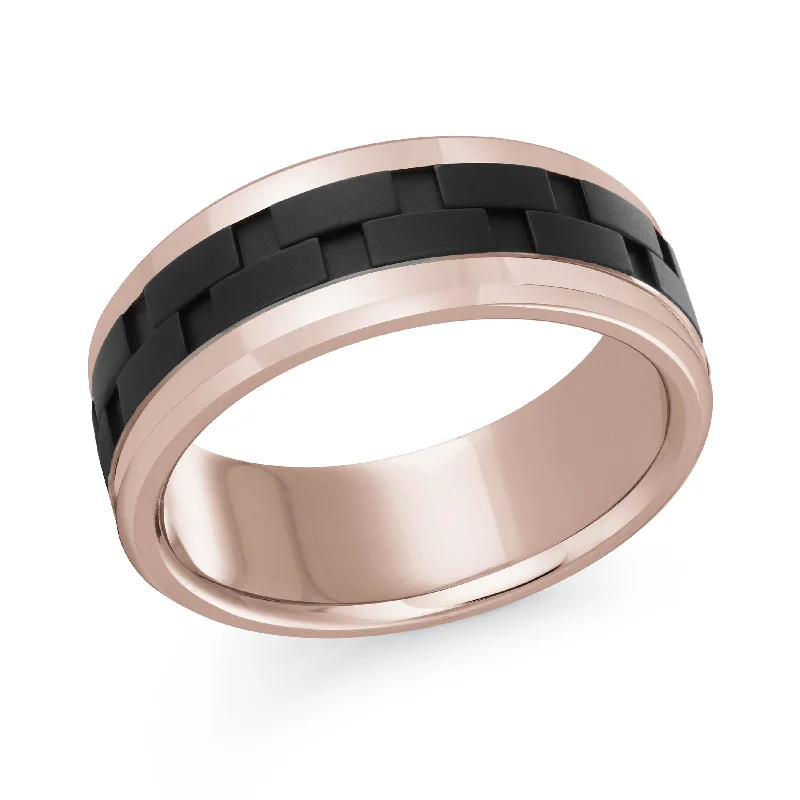 diamond engagement ring set for women-14K Rose Gold Ring from the Titanium Collection by Malo - MRDTI-001-8P