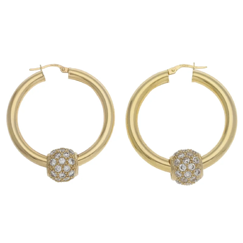 heart-shaped stud earrings for women-9ct Gold Cubic Zirconia Hoop Earrings