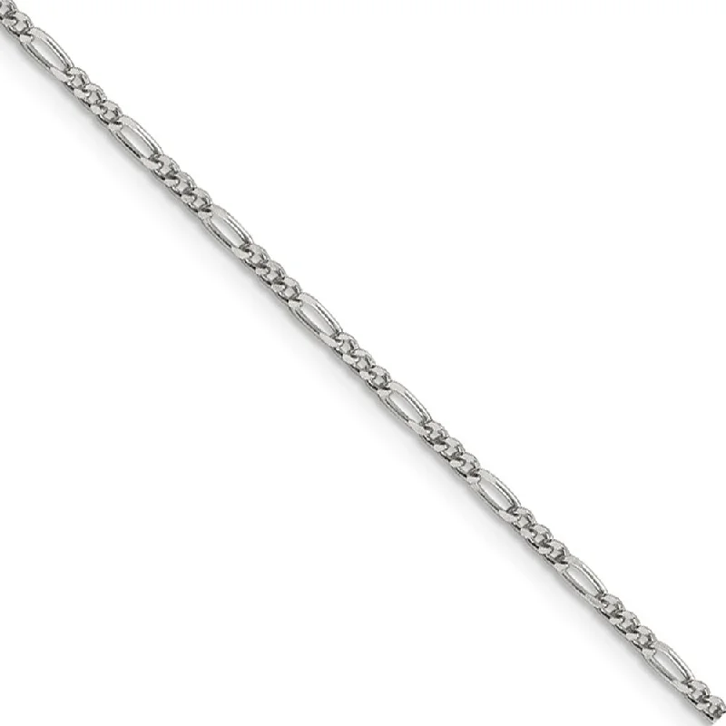 anklet with diamonds for women-Sterling Silver 1.75mm Solid Figaro Chain Anklet