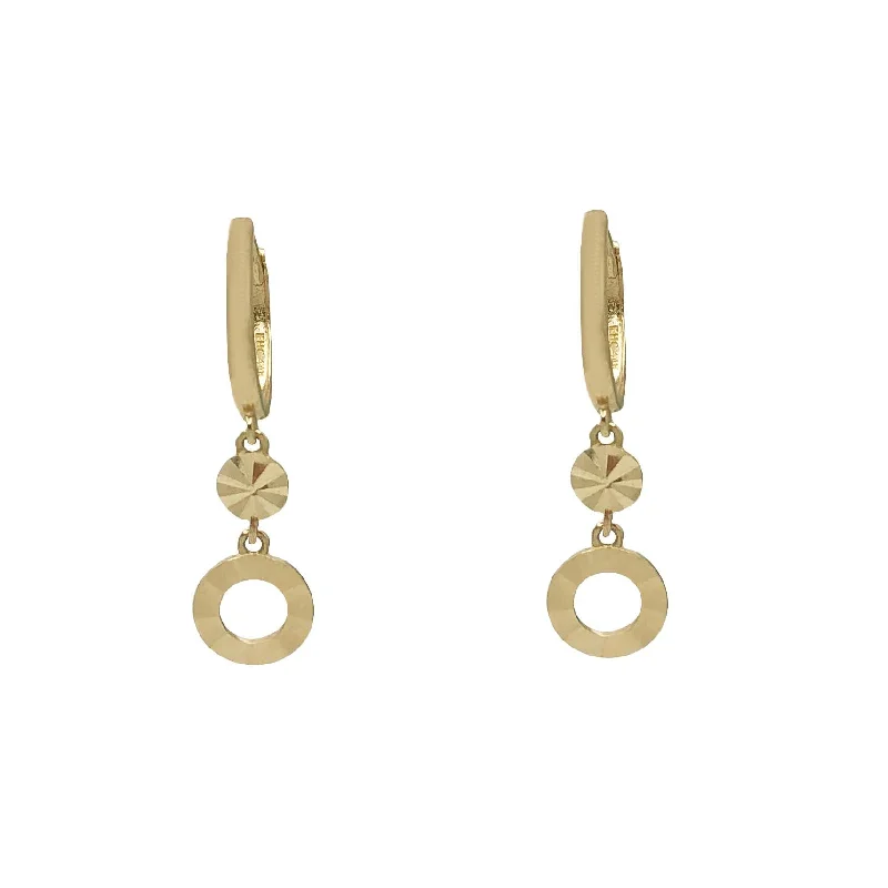 simple gold earrings for women-Zirconia Round Dangling Earring (14K)