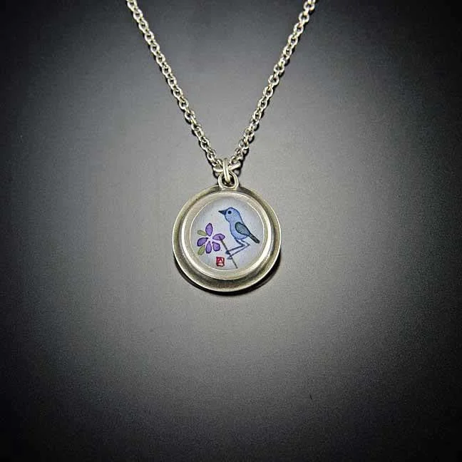 charm necklace for women-Tiny Bluebird Necklace