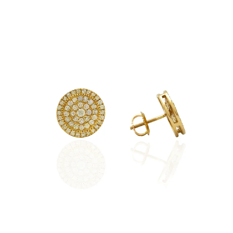 geometric earrings for women-Circular Ripple Diamond Stud Earrings (14K)