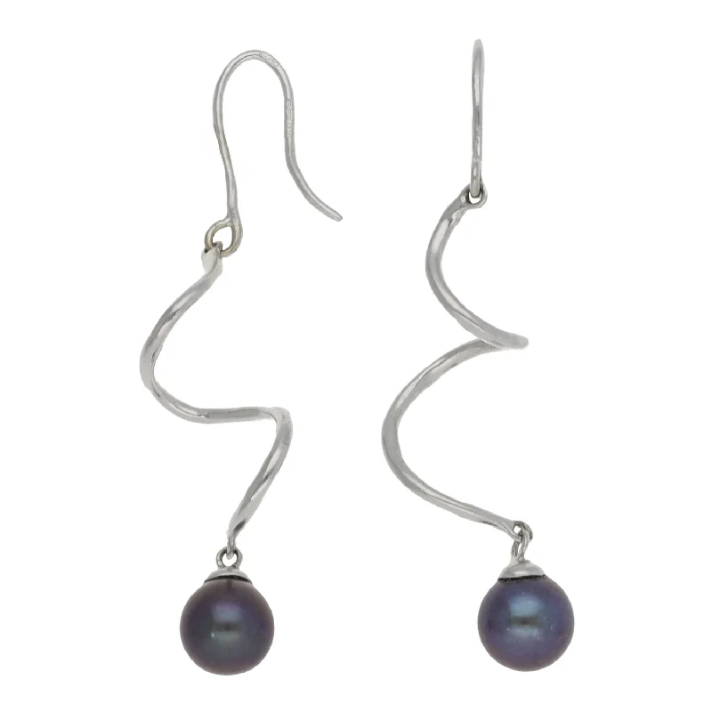 diamond earrings for women-18ct White Gold Cultured Pearl Drop Earrings