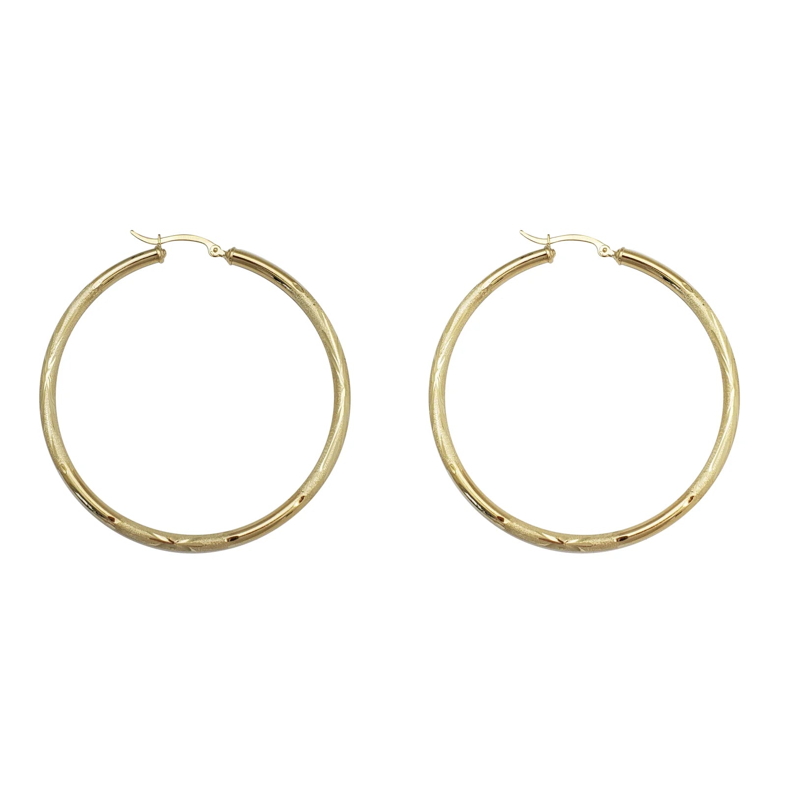 hoop earrings with diamonds for women-Florentine Cut Hoop Earrings (14K)