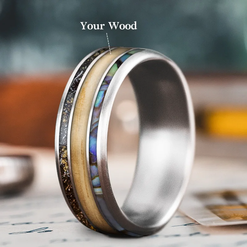 affordable ring for women-Custom Design - 3-Inlay Wide Center Ring WM15ZFQu8KVJqSUxCCQs-X2f