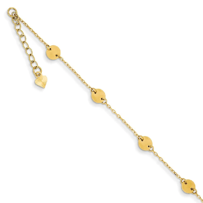 gold anklet for women-14k Yellow Gold Polished Disc Anklet, 9 Inch