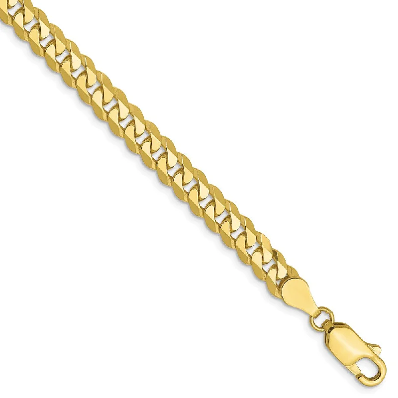 lace bracelet for women-10k Yellow Gold 4.6mm Flat Beveled Curb Chain Anklet - 9 Inch