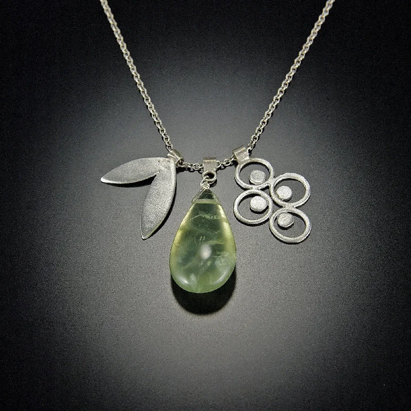 necklace with initials for women-Prehnite Teardrop Charm Necklace