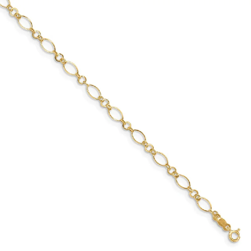 anklet with flowers for women-14k Gold Anklet with Extension, 9-10 Inch