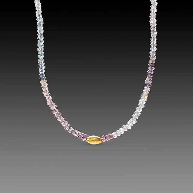 elegant necklace for women-Ombre Spinel Necklace with 22k Bead