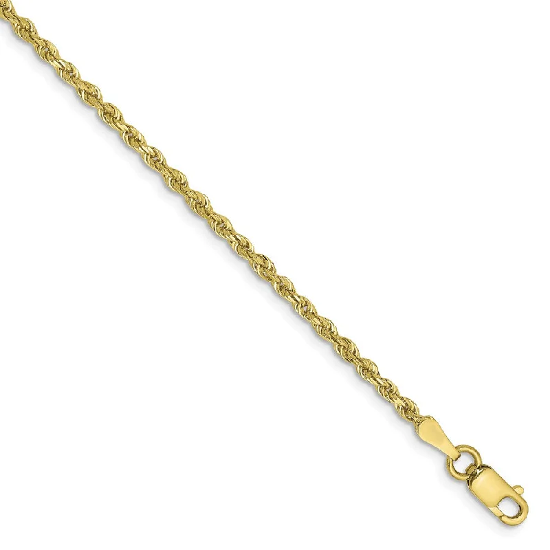 colorful anklet for women-2mm 10k Yellow Gold D/C Quadruple Rope Chain Anklet