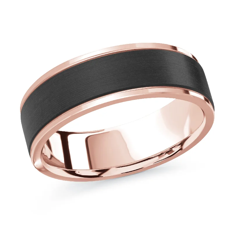 emerald cut engagement ring for women-14K Rose Gold Ring from the Noir Collection by Malo - MRDA-089-7P