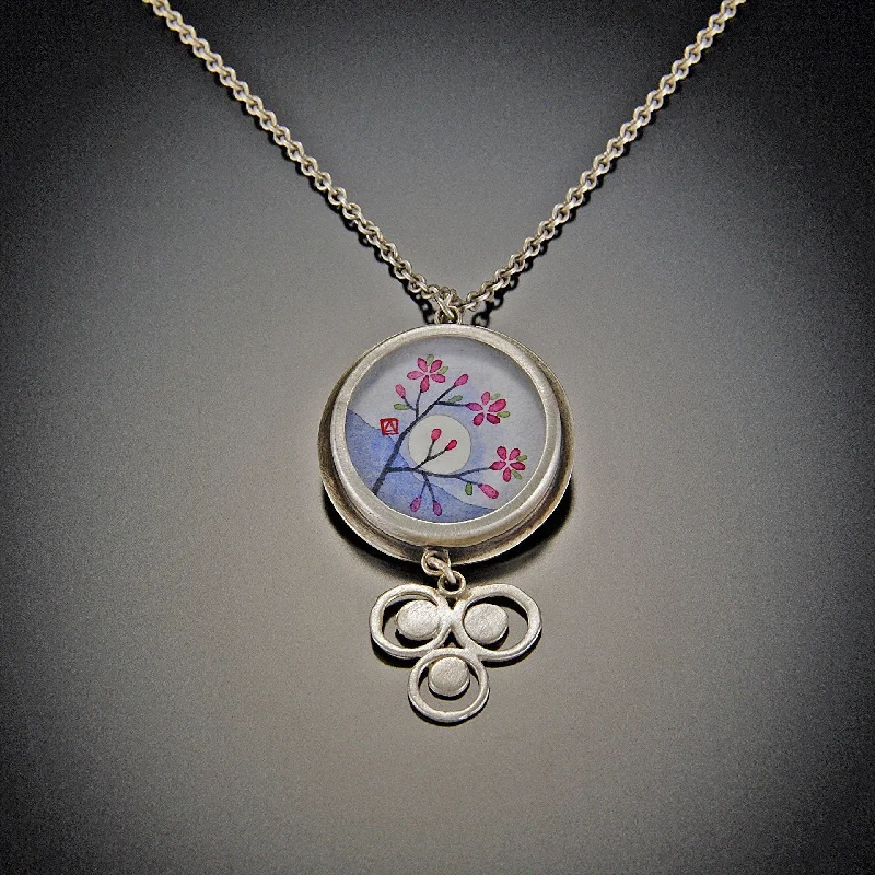 tree of life necklace for women-Plum Blossom Necklace with Filigree Dot Trio Charm