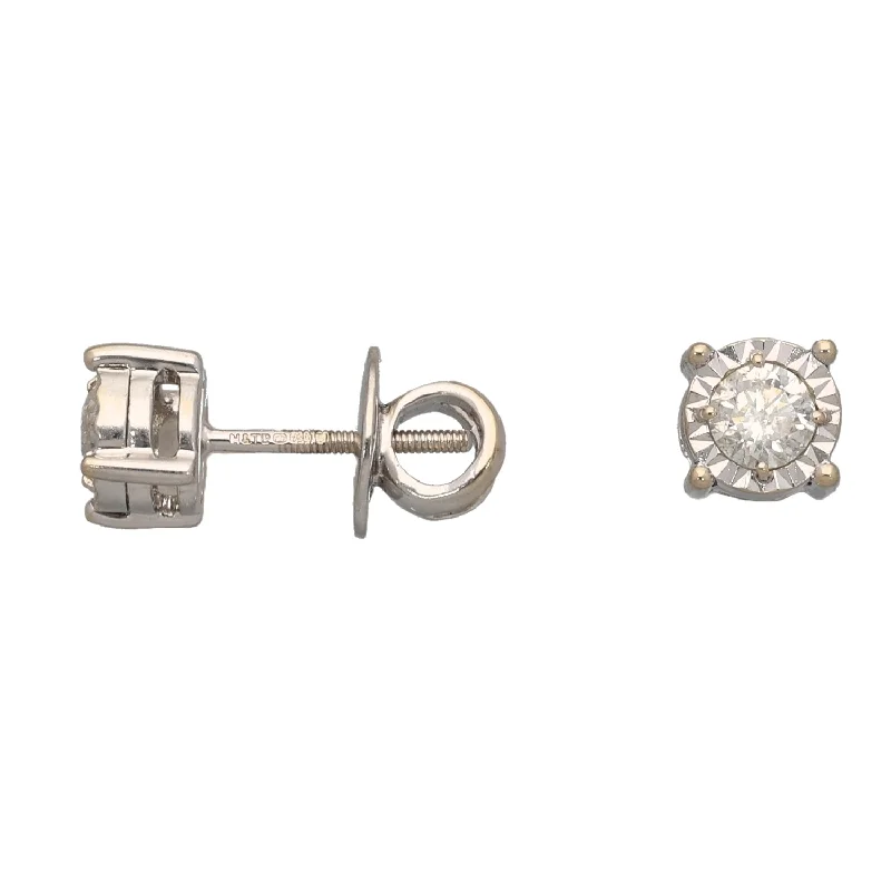 halo earrings for women-18ct White Gold 0.76ct Diamond Solitaire Earrings