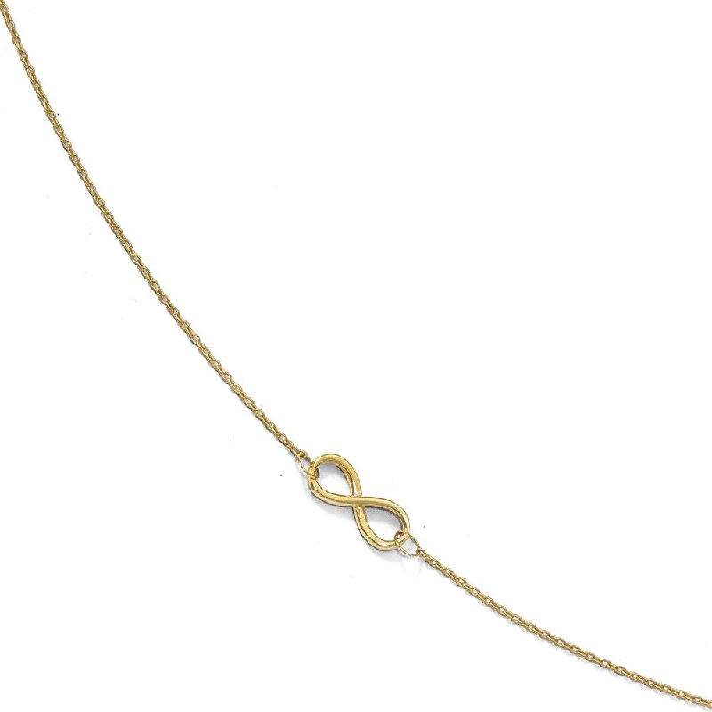 stackable anklet for women-10k Yellow Gold Polished Infinity Station Anklet, 9-10 Inch