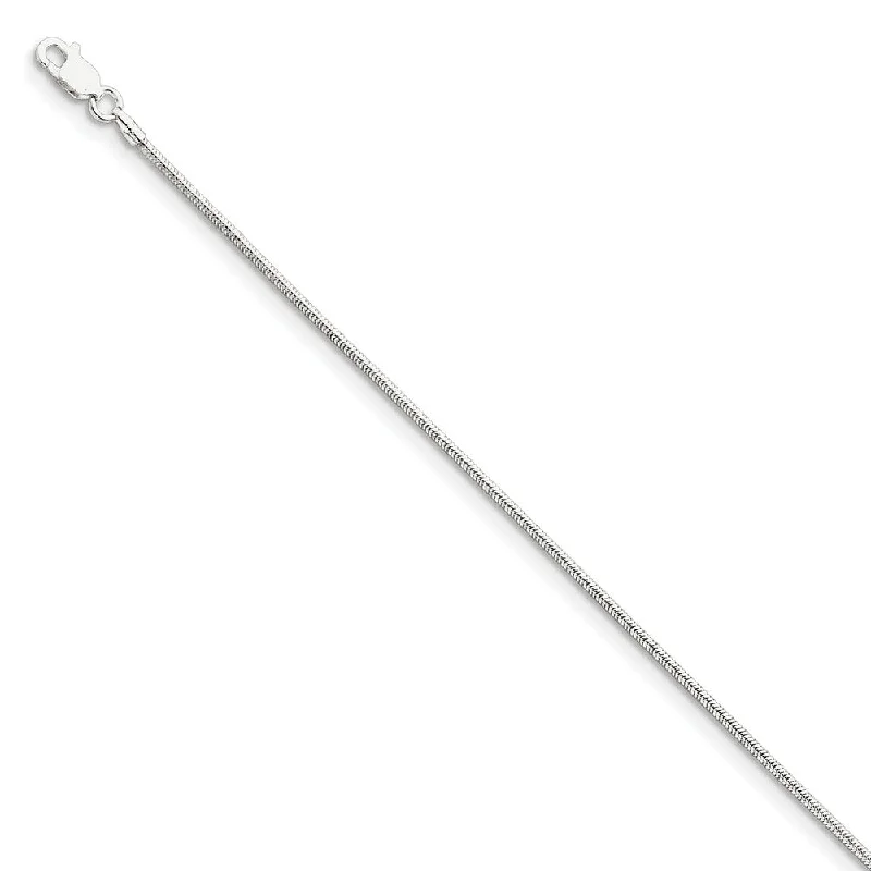 diamond bracelet for women-Sterling Silver 1.5mm Round Snake Chain Anklet, 9 Inch