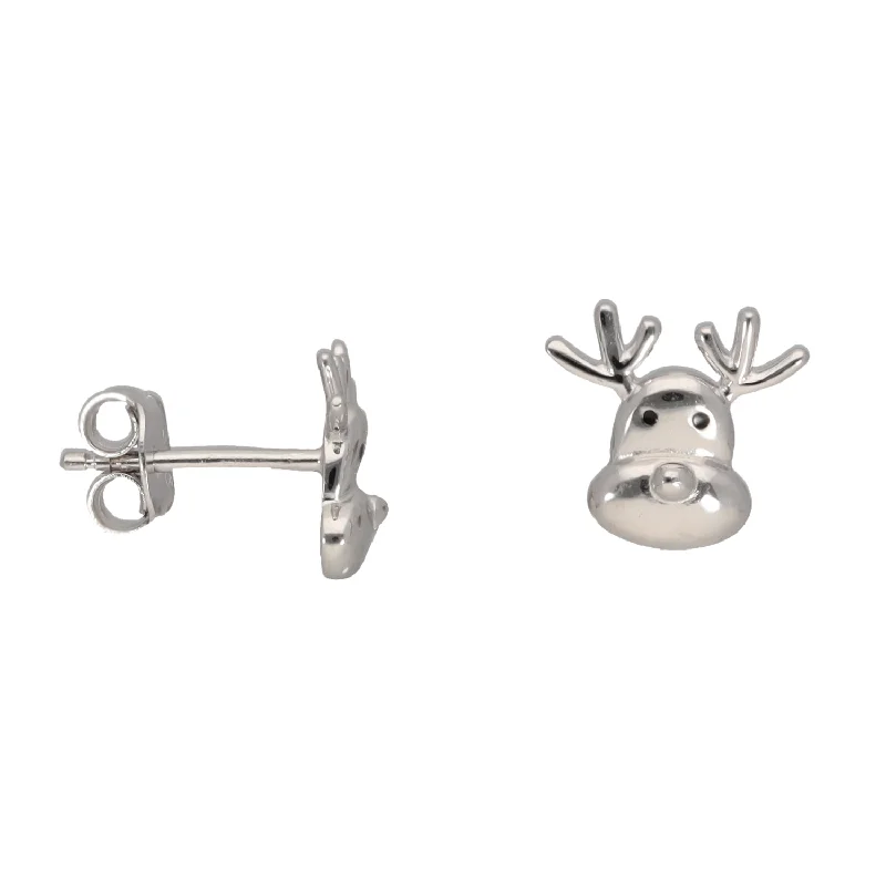 elegant drop earrings for women-New Sterling Silver Reindeer Stud Earrings