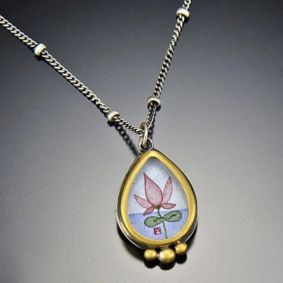 zodiac necklace for women-Simple Teardrop Lotus Necklace