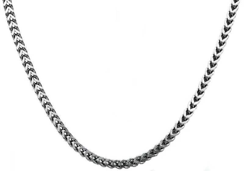 chunky necklace for women-Mens 4mm Stainless Steel Franco Link Chain Necklace