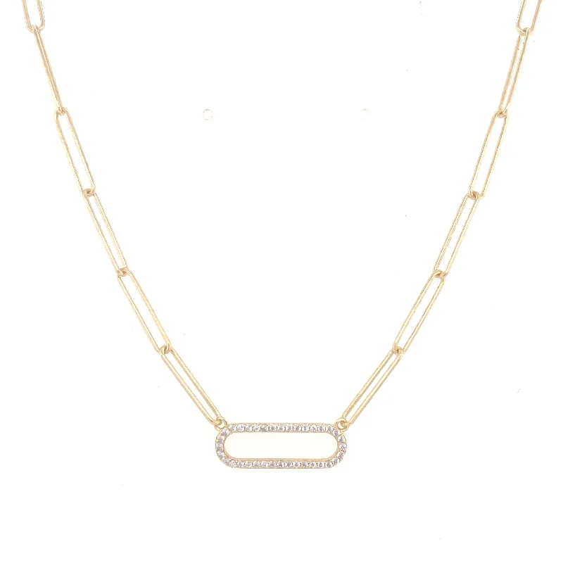 delicate necklace for women-Thin Paperclip CZ