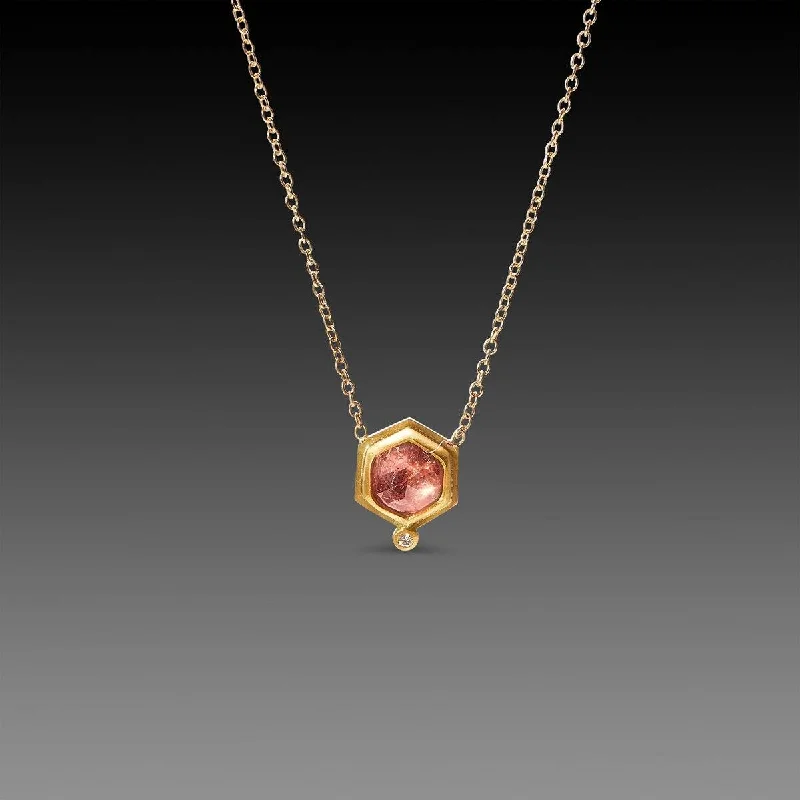 sparkling necklace for women-Pink Sapphire Necklace with Diamond