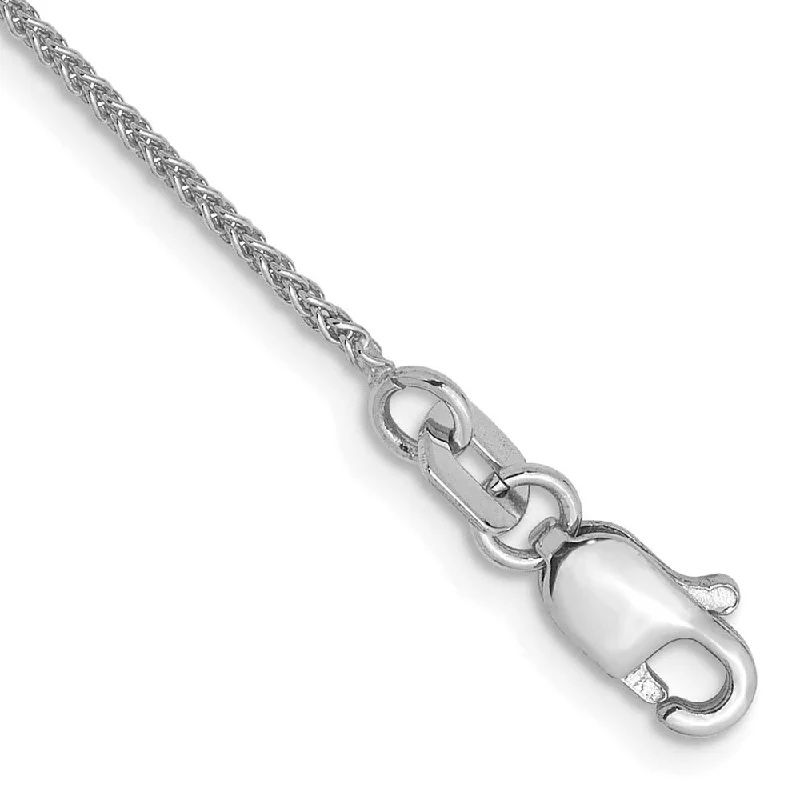 charm bracelet for women-1mm 14K Yellow or White Gold Solid Spiga Chain Anklet, 9 Inch